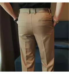 Calça casual slim-fit masculina, fato formal, monocromático, cintura ajustável, festa social, moda empresarial, novo, outono, 2022, 38-28 na internet