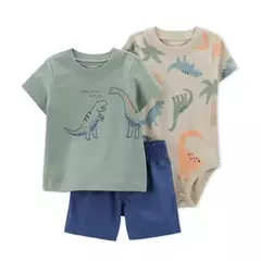 Conjunto de roupas de algodão do bebê recém-nascido, dinossauro bonito dos desenhos animados, manga curta, shorts, macacão, roupas infantis, 6-24m, verão - Wolf Magazine