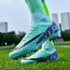 Sapatos de futebol masculino de sola FG, sapatos de gramado ao ar livre, grampos longos especiais, botas esportivas de equipe superior alta, resistência ao desgaste, tamanho 36-45 - comprar online