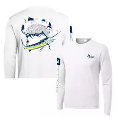 Manga Longa dos homens Proteção UV Crewneck Camisa, Tops De Pesca, Roupas Esportivas, Camisa Estampada, Estampa Humana na internet