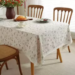 Toalha de linho de algodão vintage com padrão floral, toalha de mesa com borla, tampa lavável para jantar, piquenique na internet