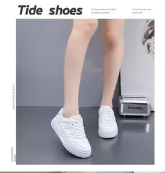 Calçado esportivo casual resistente ao desgaste para mulheres, tênis feminino respirável, sapatos brancos simples para senhora, novo, 2024 - loja online