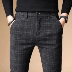 Calça reta justa justa xadrez masculina, terno de negócio masculino, calça de alfaiataria social, xadrez chinês masculino, 2022, até bem na internet