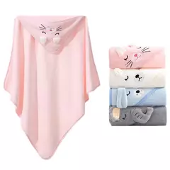 Toalha de banho com capuz animal para bebês, cobertor macio, envoltório Swaddle para dormir quente para meninos e meninas, roupão infantil - loja online