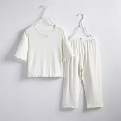 Pijama infantil de algodão orgânico com conjuntos de shorts, pijamas macios e confortáveis para meninas, eco friendly, sono noturno suave, verão