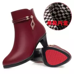 Botas de inverno de couro macio para a mamãe, Sapatos de plataforma pretos eleg - comprar online