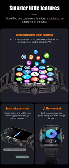 COLMI-P76 Smartwatch militar ao ar livre para homens, 1,96 ", chamada Bluetooth, 3ATM, IP68 impermeável, esportes fitness relógios - Wolf Magazine