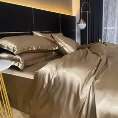 Conjunto De Cama De Luxo Com Capa De Edredão, 100% Seda, Duplo King e Queen Size, Conjuntos De Roupa De Cama, Kit De Capa De Cama, 4PCs
