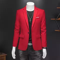 Blazers casuais monocromáticos de botão único masculino, smoking de luxo, terno de negócio de qualidade, jaquetas slim fit, jaquetas masculinas, 6XL, 5XL, 4XL, primavera