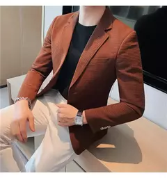 Casaco de peito único masculino, blazer slim fit, blazers grandes, casacos elegantes de luxo, outwear casual coreano para casamento - loja online