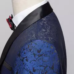 Imagem do Terno masculino vinho tinto de três peças, jaqueta e colete azul para festa de casamento com calças, conjuntos masculinos slim fit tamanho asiático, M-5XL 6XL.