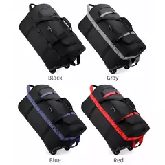 Bolsa de lona com rodas para serviço pesado, dobrável, resistente à água, bagagem com alça de ombro ajustável e bolsos para viagens, academia - comprar online