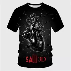Imagem do Homens e mulheres 3D Saw Horror Print Camisetas, Streetwear extragrande, camiseta de manga curta, tops com o pescoço, camisetas infantis, roupas de moda verão