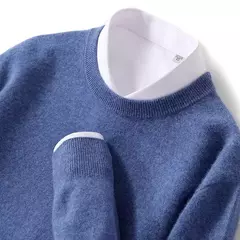 Suéter de manga comprida com o pescoço, 100% lã merino, top solto quente, cor sólida, clássico, pulôver de malha, outono inverno - Wolf Magazine