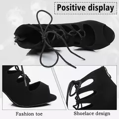 Dkzsyim sapatos femininos de dança latina, salto alto com cadarço, para salão - comprar online