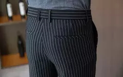 Terno listrado de seda gelo masculino, calças de verão, alfaiataria social, calças de negócios, roupas de alta qualidade formal - loja online
