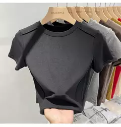 Aossviao verão branco camiseta de algodão feminino de manga curta estudante versátil solto meia manga camiseta harajuku tendência superior - comprar online