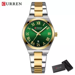 Curren-relógio de pulso de aço inoxidável feminino, cor do ouro, impermeável, quartzo, romântico, presente para namorada - comprar online