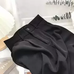 Calça feminina elástica de cintura alta, calça feminina do escritório, casual solta streetwear, reta, preta, nove pontos, moda, outono, primavera - comprar online