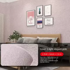 Imagem do Waterproof Linen Wallpaper, 3D adesivos de parede, à prova de umidade e mofo resistente, Home Decoração Sala
