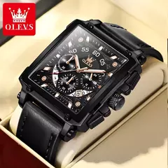 Olevs marca superior masculino relógios quadrado relógio de quartzo para homens pulseira de couro à prova dwaterproof água esporte relógio masculino relogio masculino - Wolf Magazine