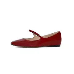 Imagem do 2023 luxo bowtie mary janes feminino dedo do pé quadrado brilhante couro & silk flats ballets femmes vermelho dança festa bola sapatos de casamento nupcial
