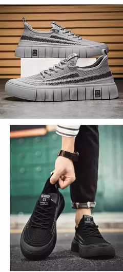 Tênis de malha respirável masculino, leve, confortável, meias antiderrapantes, sapatos esportivos e de lazer, tendência, verão - comprar online