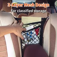 Rede de proteção para isolamento de carro, assento traseiro para cães de estimação, rede elástica de separação de armazenamento de camada dupla, trilho de segurança para animais de estimação - comprar online