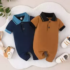 Manga curta Romper para o bebê menino, recém-nascido Gentleman Onesies, Toddler Vestuário, Macacão Infantil, 0-24Months - Wolf Magazine