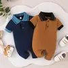 Manga curta Romper para o bebê menino, recém-nascido Gentleman Onesies, Toddler Vestuário, Macacão Infantil, 0-24Months