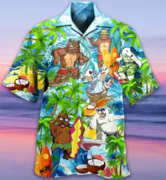 Flamingo desenho animado 3D dos homens camisa havaiana, roupas de praia extragrandes, manga curta, moda, verão, venda quente - loja online