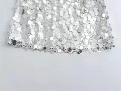 TRAF-minissaia de lantejoulas prateadas para mulheres, cintura alta, brilho brilhante, saias curtas elegantes, moda Y2K, 2024 - comprar online