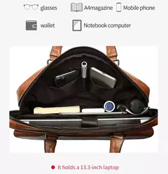 Bolsa de ombro de couro masculina, pasta para laptop, mensageiro, carteira de negócios, marca de luxo, pasta para documento A4 - Wolf Magazine