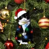 Pingente De Natal De Acrílico Gato Preto, Xmas Tree Hanging Animal Ornamentos, Decoração De Festa De Casa, Casamento, Ano Novo