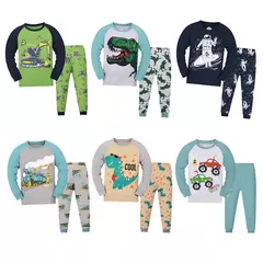 Pijama dinossauro definido para meninos, Pjs longos, Little Kids Sleepwear - Wolf Magazine