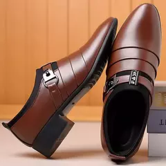 Sapato de couro clássico masculino, Deslizar, Dedo apontado, Oxfords, Formal, Casamento, Festa, Escritório, Negócios, Vestido casual, Masculino - loja online