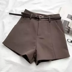 ITOOLIN-Calção casual de cintura alta linha A feminino, calção chique para senhora do escritório com cinto, calça feminina vintage, primavera, verão