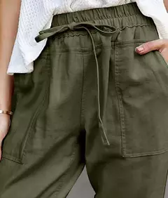 Calça monocromática slim fit para mulher, com renda simples, cintura alta, slim fit, casual, novo estilo, transfronteiriço, verão - comprar online