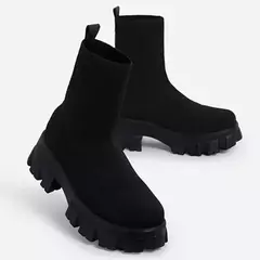 2024 outono inverno casal sapatos femininos de sola grossa casual tamanho grande vermelho malha botas curtas moda feminina botas tamanho 36-43