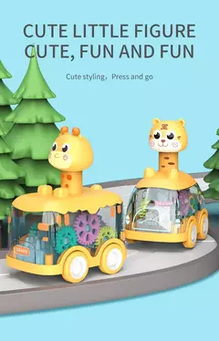 Press Gear Car Toy para crianças, puxar, puzzle inercial, animais, menino - loja online