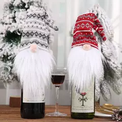 Papai Noel Natal garrafa de vinho tampa, ornamento do chapéu, decoração da festa para casa, ano novo, 1 conjunto - loja online