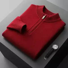 Suéter de malha de caxemira masculino, casaco de alta qualidade, gola meia altura, pulôver grosso, quente, tamanho grande, 100% lã, brincalhão, jovem, inverno, novo - loja online