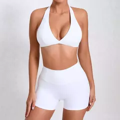 Imagem do Sportswear por atacado para mulheres, sutiã esportivo e shorts outfit, roupas de ioga, kit de roupas fitness, push up treino Activewear, vermelho, 2024