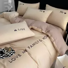 Conjunto de cama de algodão egípcio com lençol, capa de edredão, fronhas, roupa de cama, rei, rainha, duplo, duplo, luxo nórdico - loja online