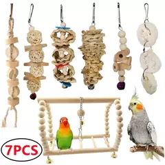 Combinação Brinquedos De Pássaro Conjunto para Pequeno Papagaio, Balanço, Mastigação, Treinamento, Rede De Suspensão, Sino, Perch, Escada na internet