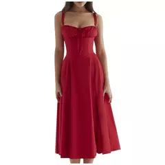 Vestido de verão estampado floral, Laço frontal feminino, Gola quadrada, Vestido de coxa dividido, Cinta de praia, Vestido de noite, Novo - comprar online