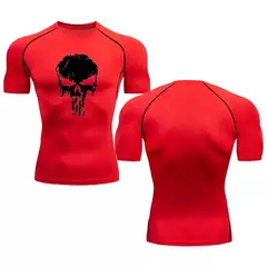 Camiseta masculina de compressão manga curta, blusa de mma, camiseta de caveira, blusa respirável para musculação, preta, verão - Wolf Magazine