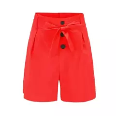 Calção frontal de botão monocromático feminino, cintura alta, cintura de gravata, roupa de praia, verão, Y2K