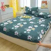 Lençol equipado com plantas e flores impressas para quarto, lençol, roupa de cama simples e moderna, com fronhas, 1 conjunto