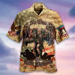 Camisa havaiana com estampa 3D masculina papagaio, blusa de praia casual manga curta, camisa lapela vocacional, moda menino